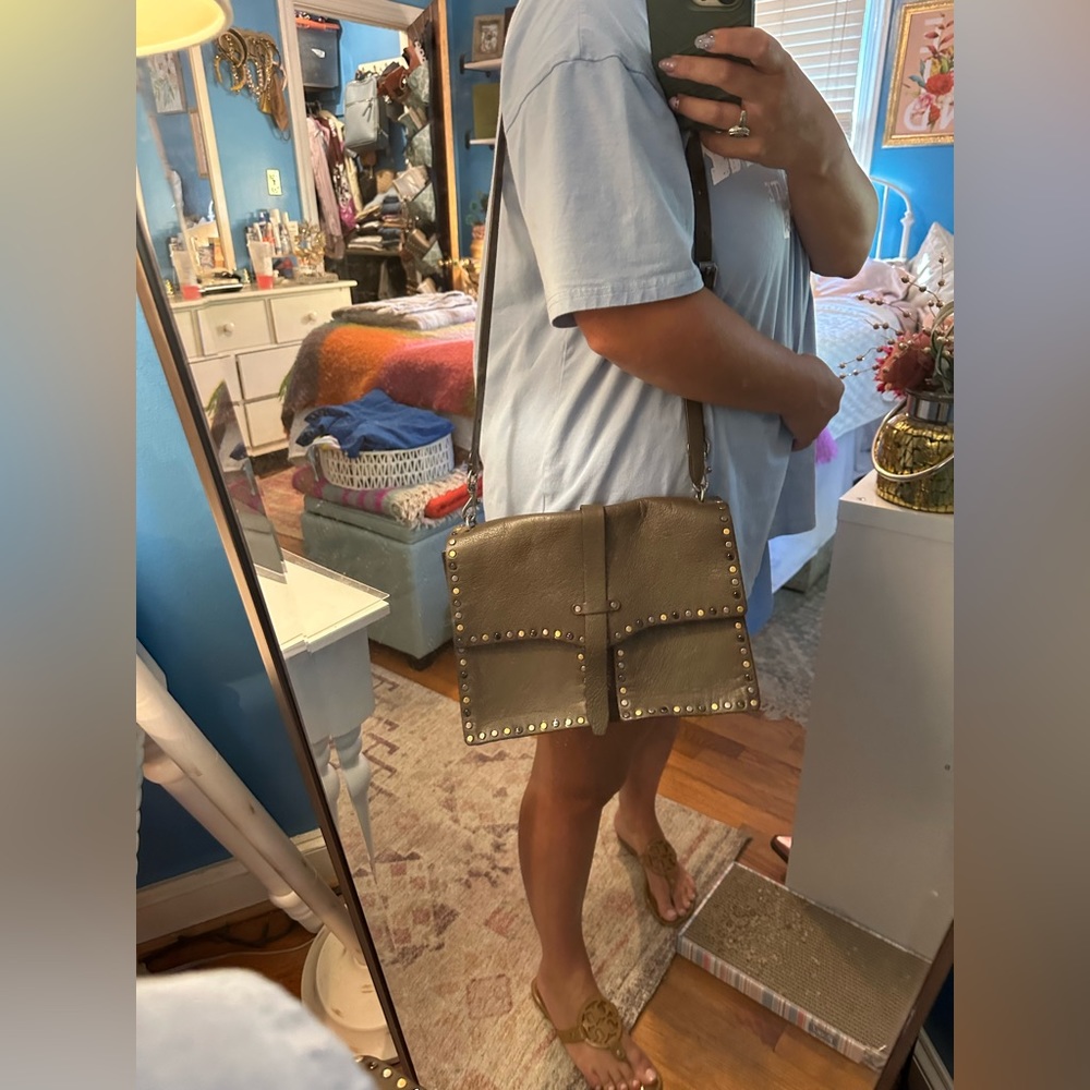 Rebecca Minkoff hunter green studded shoulder bag!